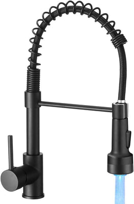 Ravinte Black Kitchen Sink Faucet with Pull Down Sprayer | Stainless Steel |Single Handle Pull Out Spring Sink Faucets