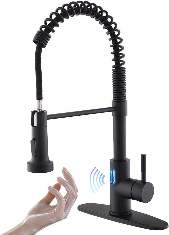 Ravinte Black Kitchen Sink Faucet with Pull Down Sprayer | Stainless Steel |Single Handle Pull Out Spring Sink Faucets
