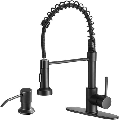 Ravinte Black Kitchen Sink Faucet with Pull Down Sprayer | Stainless Steel |Single Handle Pull Out Spring Sink Faucets