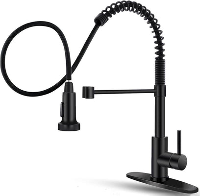 Ravinte Black Kitchen Sink Faucet with Pull Down Sprayer | Stainless Steel |Single Handle Pull Out Spring Sink Faucets