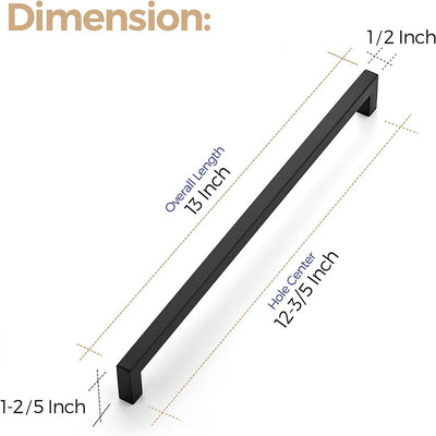 Ravinte 8-4/5 inch/224mm Square Matte Black Cabinet Handles for Kitchen Drawers