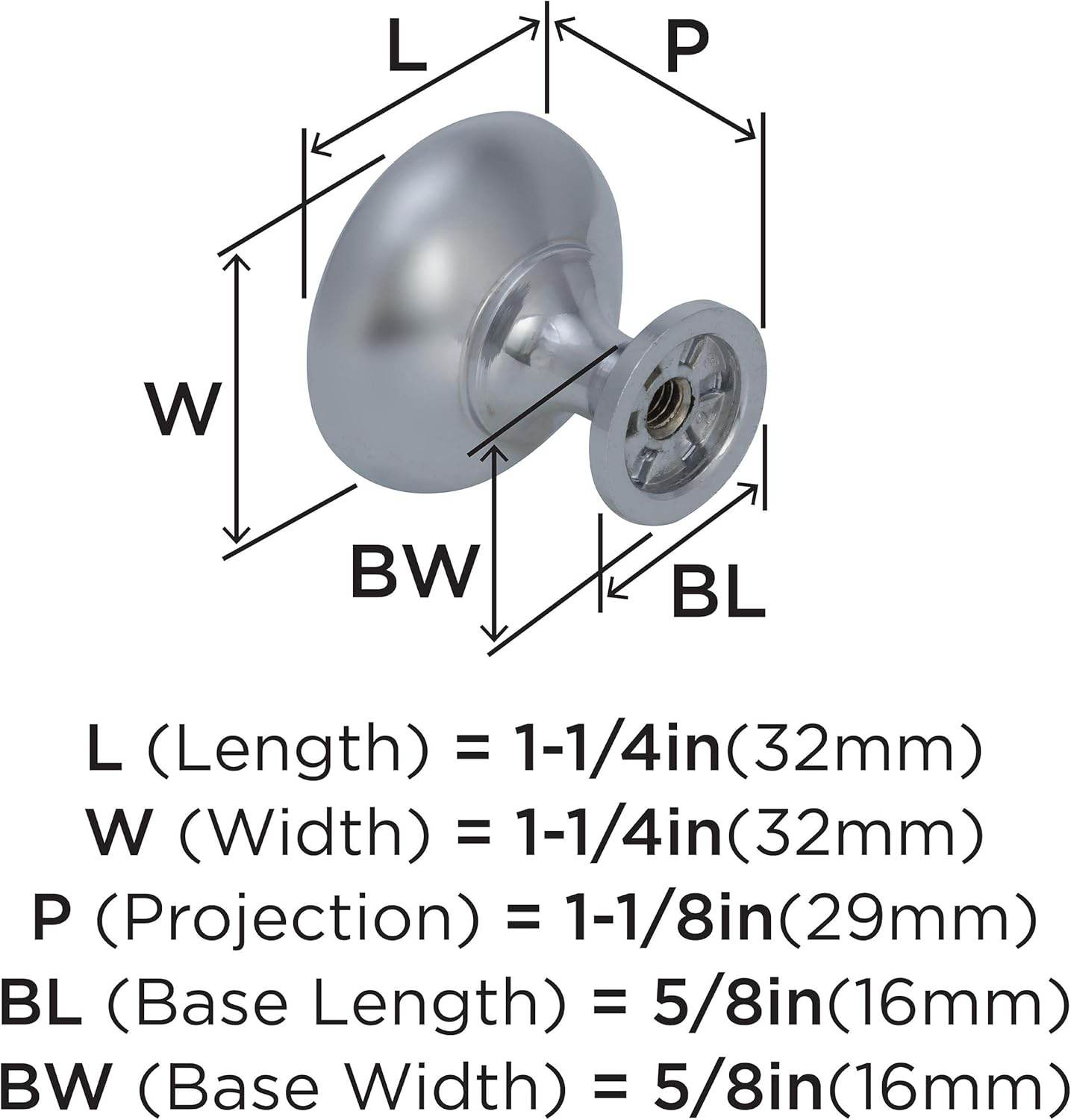 Ravinte | Cabinet Knob | Polished Chrome | 1-1/4 inch 32 mm| Drawer Knob | Cabinet Hardware