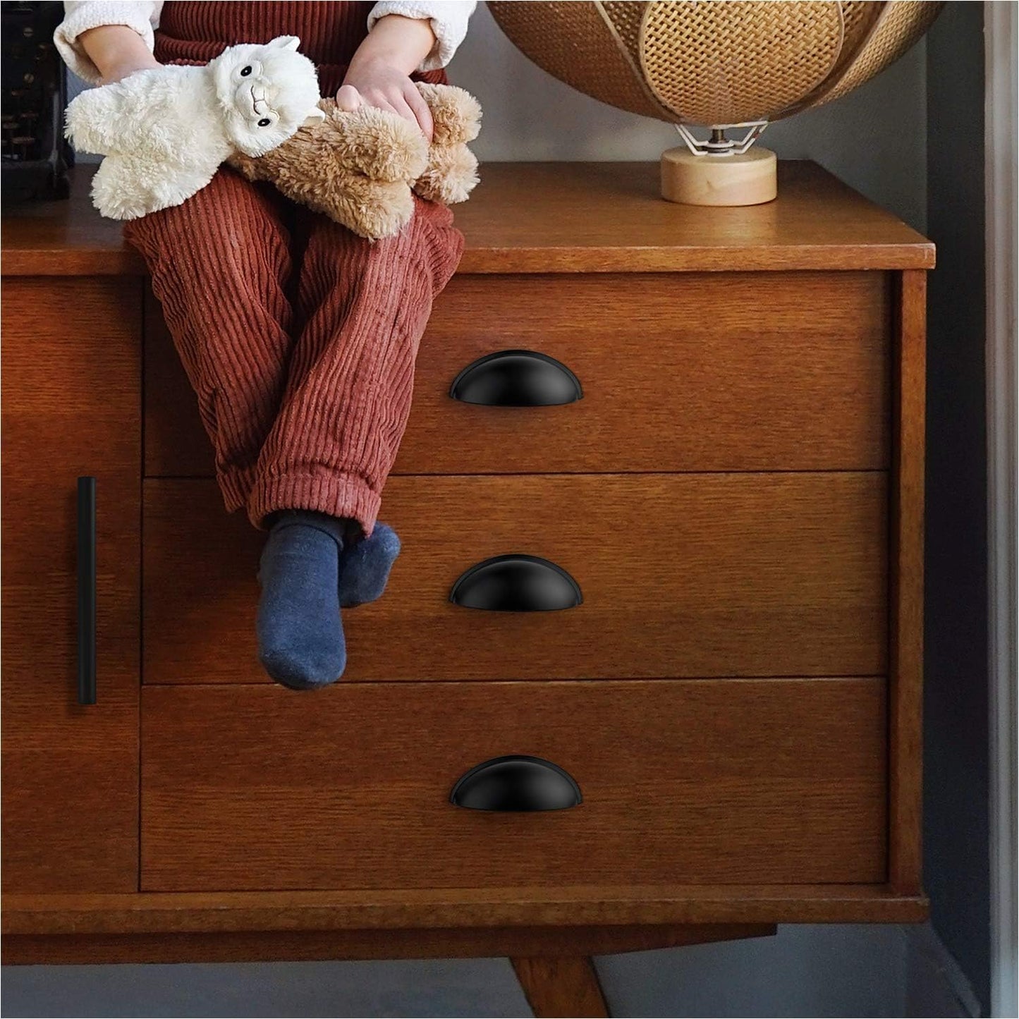 Ravinte Cup Drawer Pulls Flat Black Cabinet Bin Pulls Kitchen Hardware