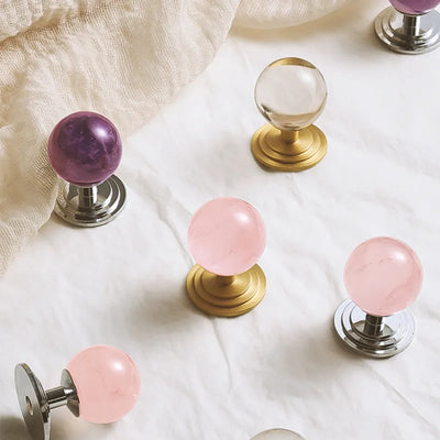 1 Pack Natural Crystal Brass Round Cabinet Door Knobs Hardware