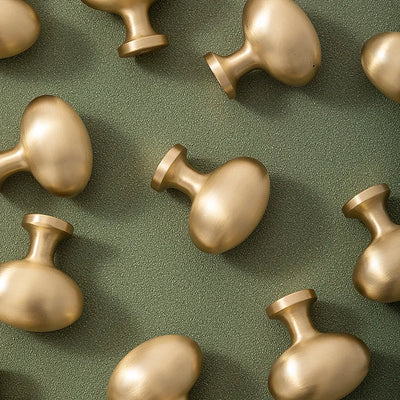 1 Pack Luxury Solid Brass Oval Cabinet Drawer Wardrobe Pulls Knobs
