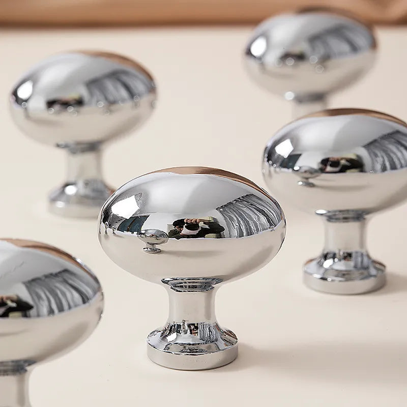 1 Pack Luxury Brass Oval Cabinet Drawer Knobs Wardrobe Pulls | Silver Finish