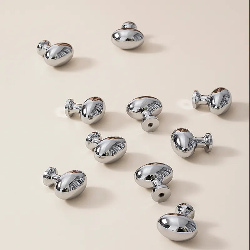 1 Pack Luxury Brass Oval Cabinet Drawer Knobs Wardrobe Pulls | Silver Finish