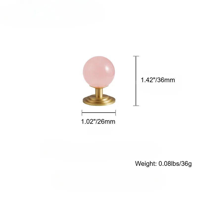 1 Pack Natural Crystal Brass Round Cabinet Door Knobs Hardware