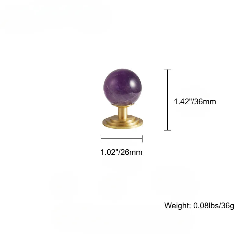 1 Pack Natural Crystal Brass Round Cabinet Door Knobs Hardware
