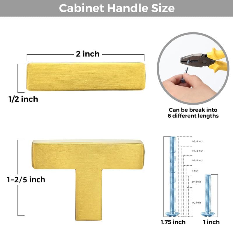 RAVINTE Gold T Bar Cabinet Knobs Kitchen Pulls for Drawer Dresser Hardware