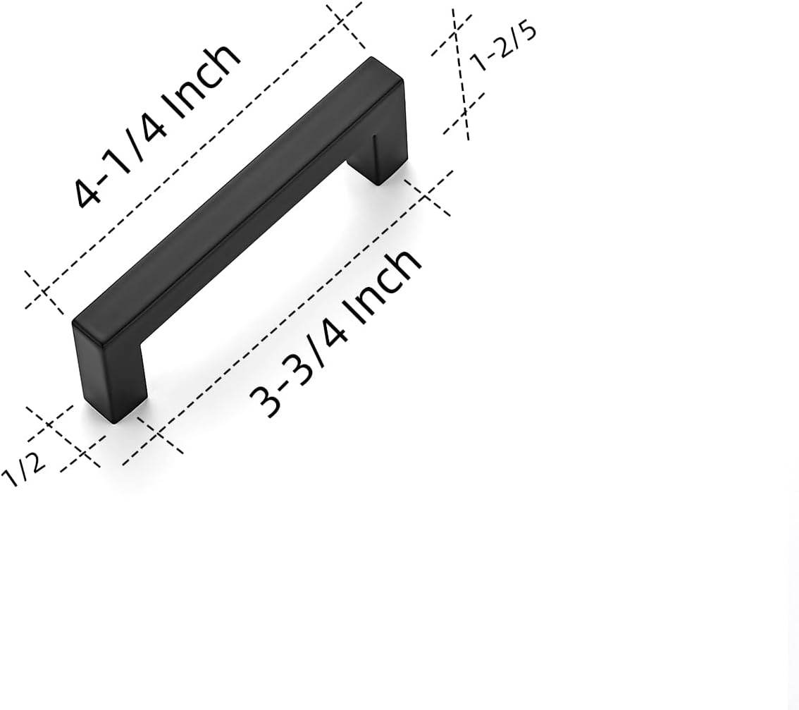 Ravinte 3 Inch Square Matte Black Cabinet Handles for Kitchen Drawers and Cabinets