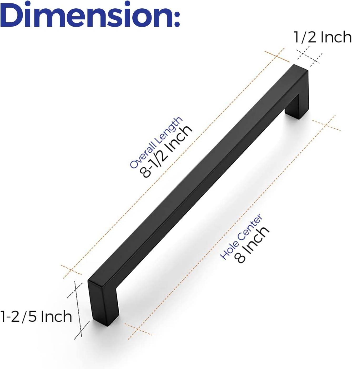 Ravinte 3 Inch Square Matte Black Cabinet Handles for Kitchen Drawers and Cabinets