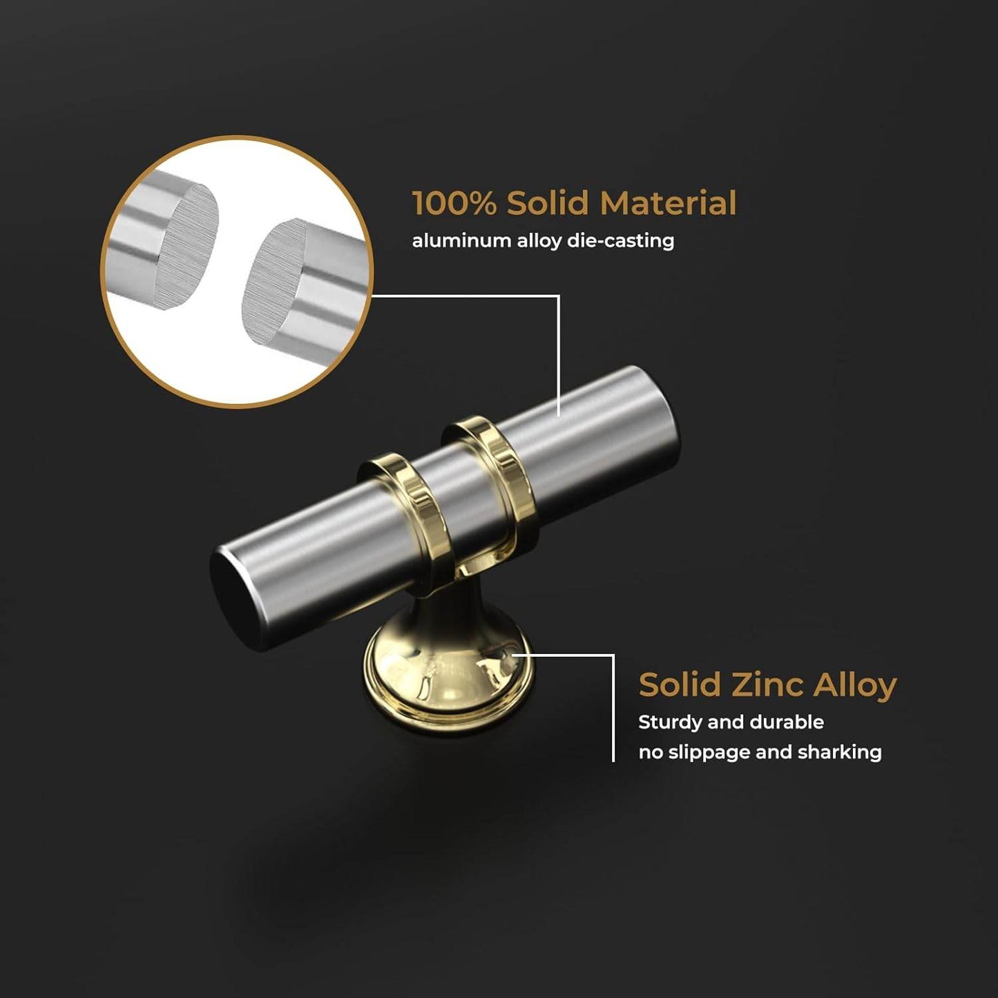 RAVINTE Cabinet Knobs Cabinet Kitchen Handles with Backplate Hardware Single Hole Pulls T Bar Pulls