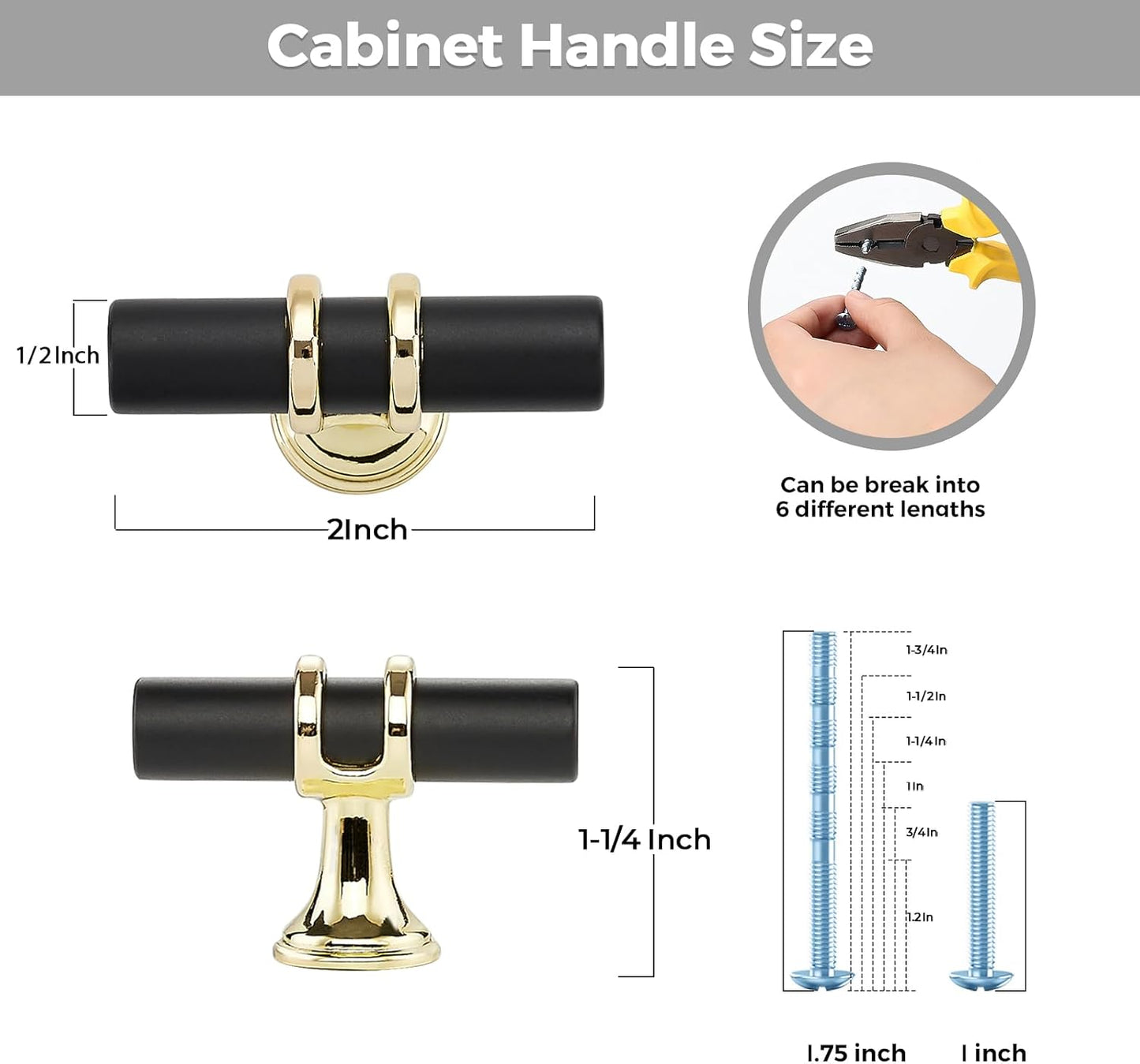 RAVINTE Gold T Bar Cabinet Knobs Kitchen Pulls for Drawer Dresser Hardware