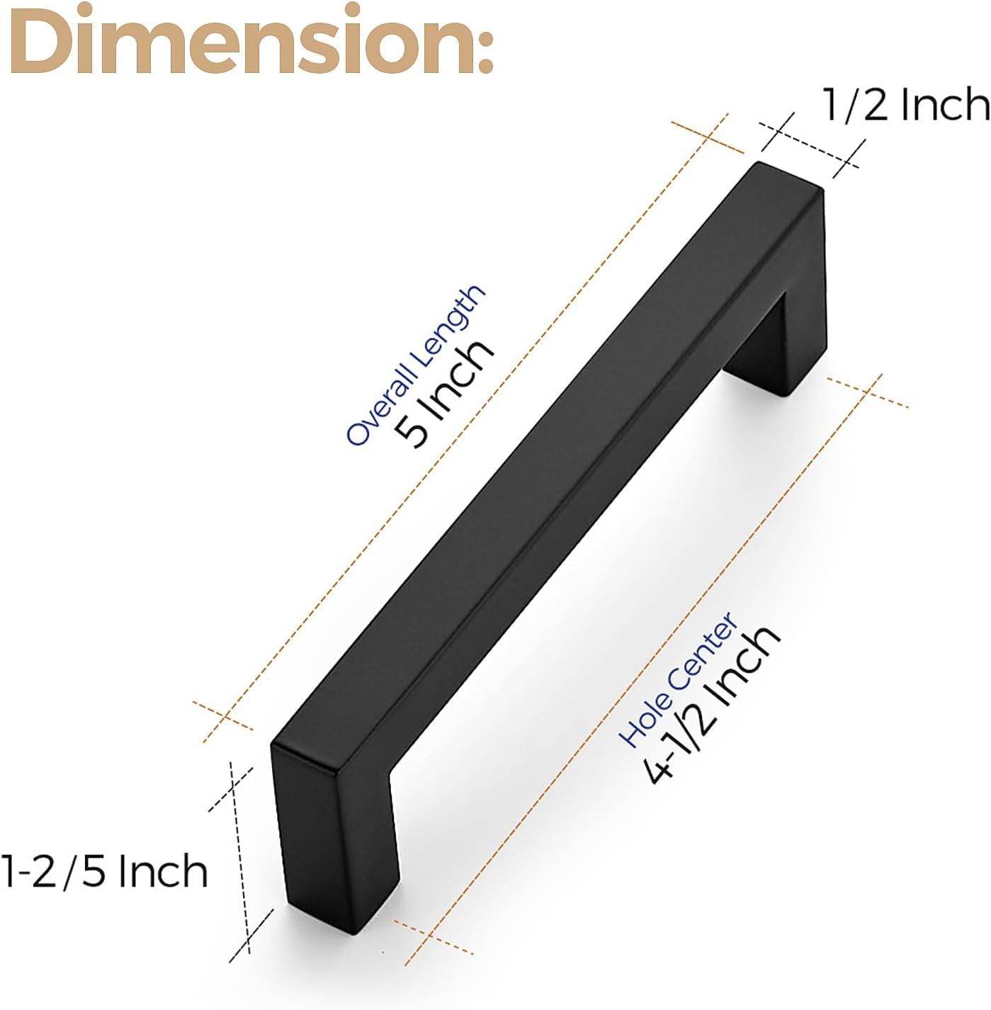 Ravinte 3 Inch Square Matte Black Cabinet Handles for Kitchen Drawers and Cabinets
