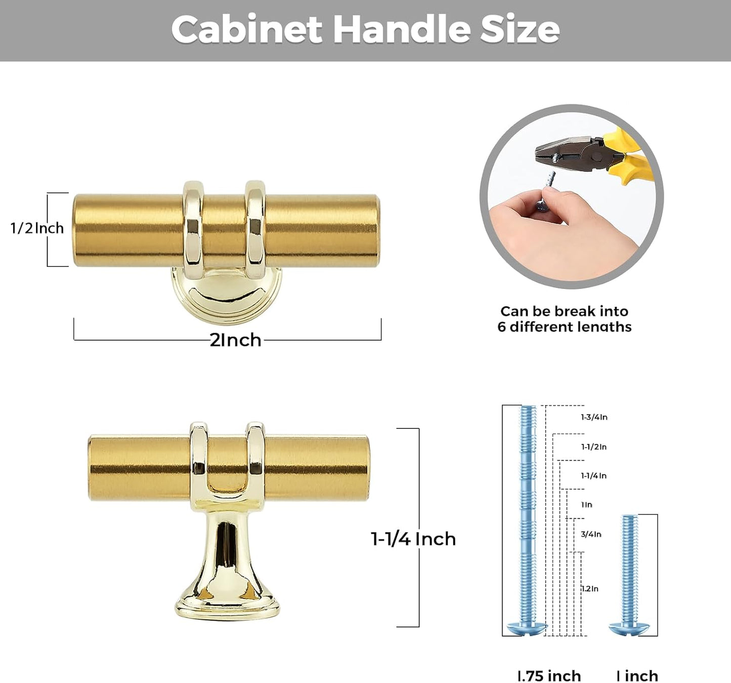 RAVINTE Gold T Bar Cabinet Knobs Kitchen Pulls for Drawer Dresser Hardware