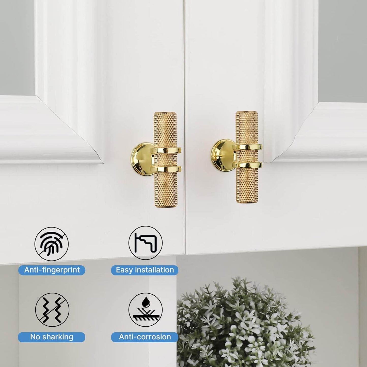 RAVINTE Cabinet Knobs Cabinet Kitchen Handles with Backplate Hardware Single Hole Pulls T Bar Pulls