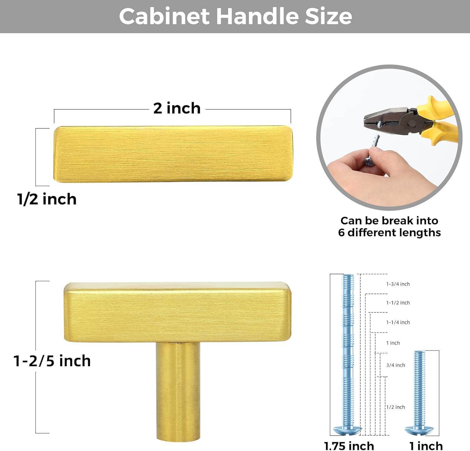 RAVINTE Gold T Bar Cabinet Knobs Kitchen Pulls for Drawer Dresser Hardware