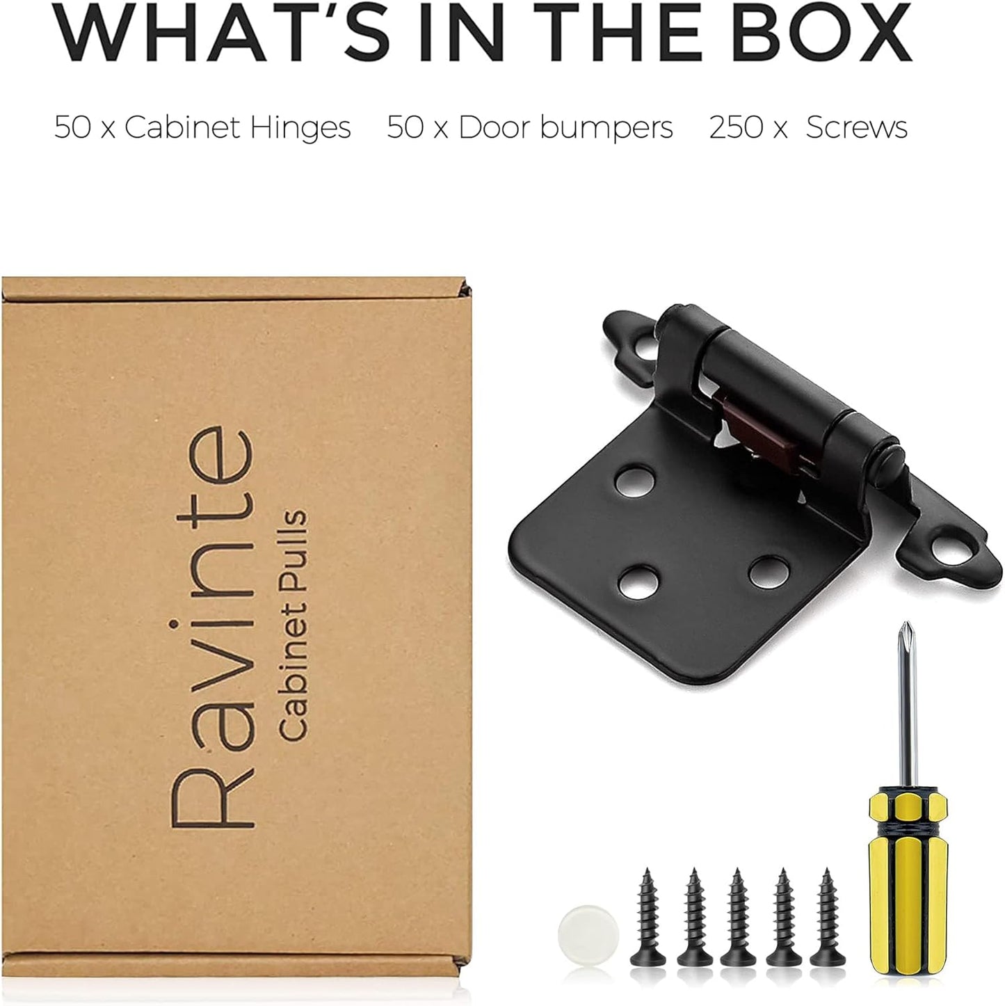 Ravinte Cabinet Door Hinges Kitchen Black Semi-Concealed Hardware