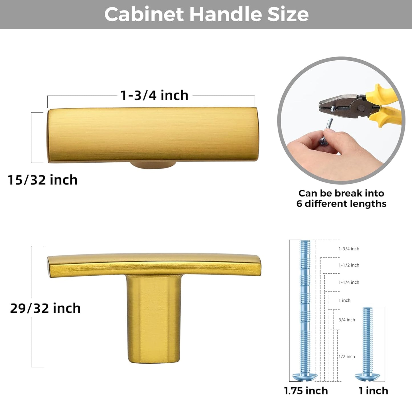 RAVINTE Gold T Bar Cabinet Knobs Kitchen Pulls for Drawer Dresser Hardware