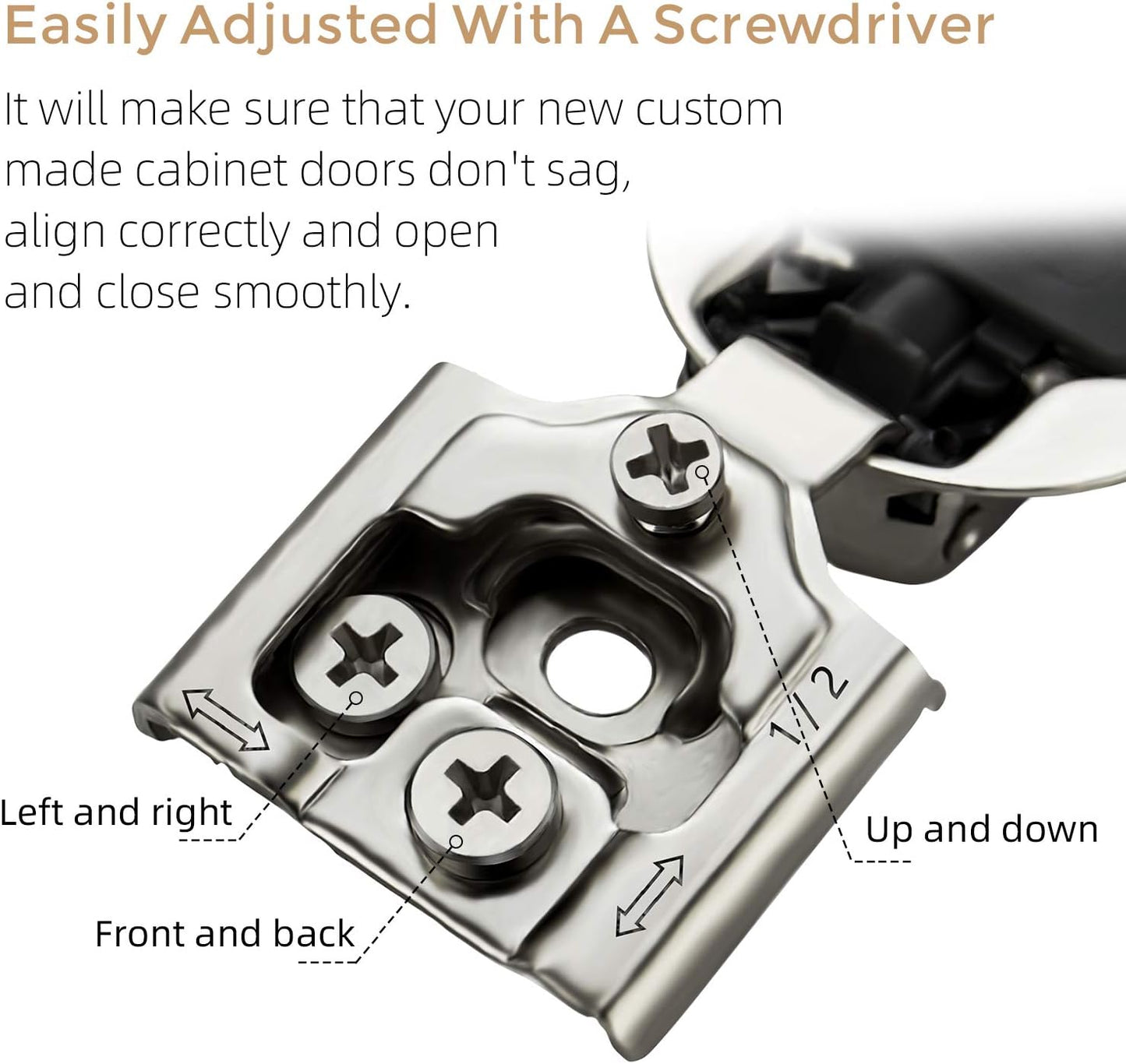 Ravinte Satin Nickel Cabinet Hinges for Kitchen Hinges Hidden Hinges Stainless Steel Concealed Hinge Self Closing