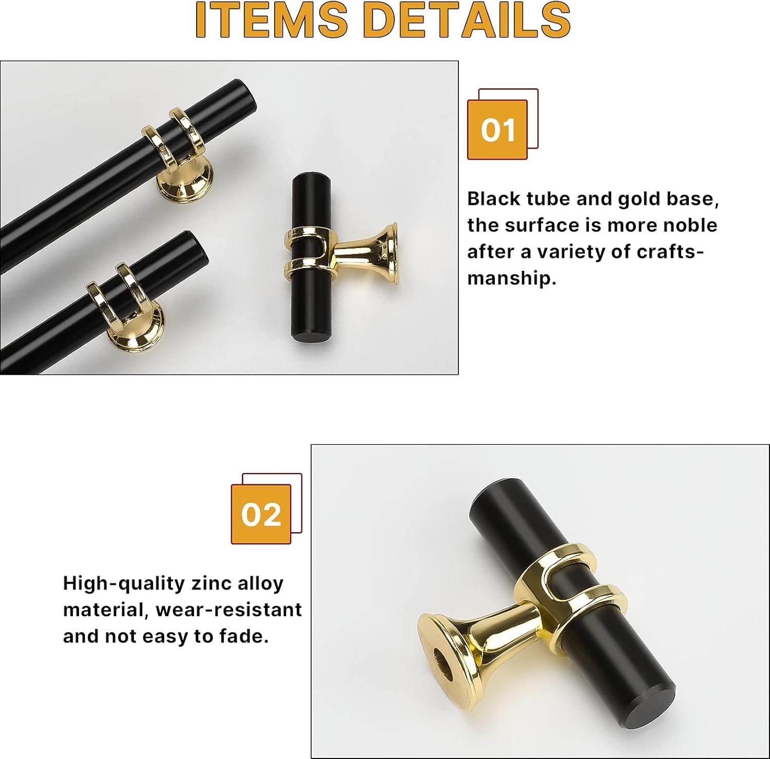 RAVINTE Cabinet Knobs Cabinet Kitchen Handles with Backplate Hardware Single Hole Pulls T Bar Pulls