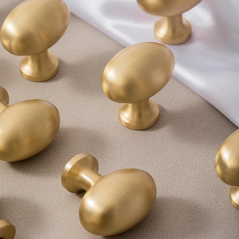 1 Pack Luxury Solid Brass Oval Cabinet Drawer Wardrobe Pulls Knobs