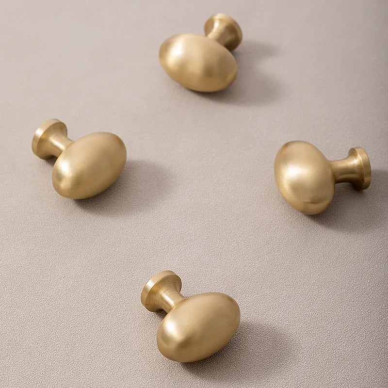 1 Pack Luxury Solid Brass Oval Cabinet Drawer Wardrobe Pulls Knobs