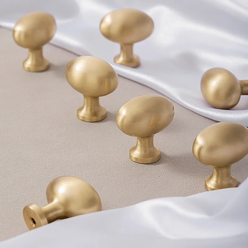 1 Pack Luxury Solid Brass Oval Cabinet Drawer Wardrobe Pulls Knobs