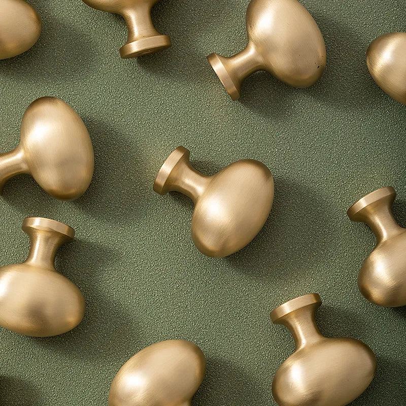 1 Pack Luxury Solid Brass Oval Cabinet Drawer Wardrobe Pulls Knobs